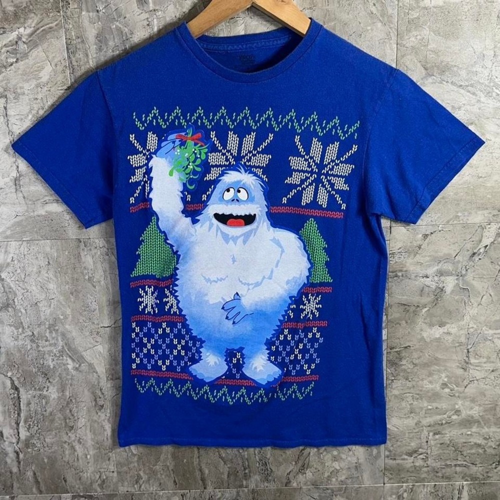 Men's Blue Rudolph, Happy Bigfoot, Sasquatch Snowman T-shirt. Size S #christmas